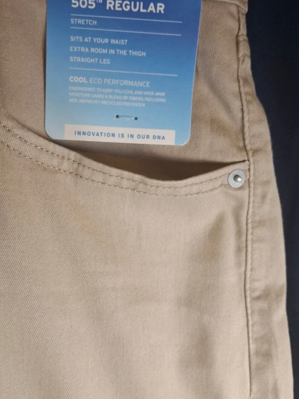 Levi's 505 Regular Men's Jeans 36x30 Khaki Straight Leg Stretch